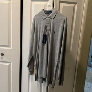 Mens Polo brand long sleeve polo shirt. Gray, size M. NWT!